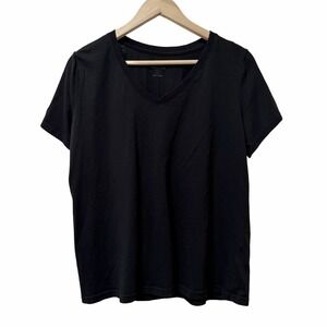 Pact Womens Organic Cotton V Neck  Short Sleeve Tee Shirt Size‎ L Black Capsule